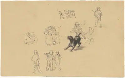 Barking Dog and Studies for "Militia Training"