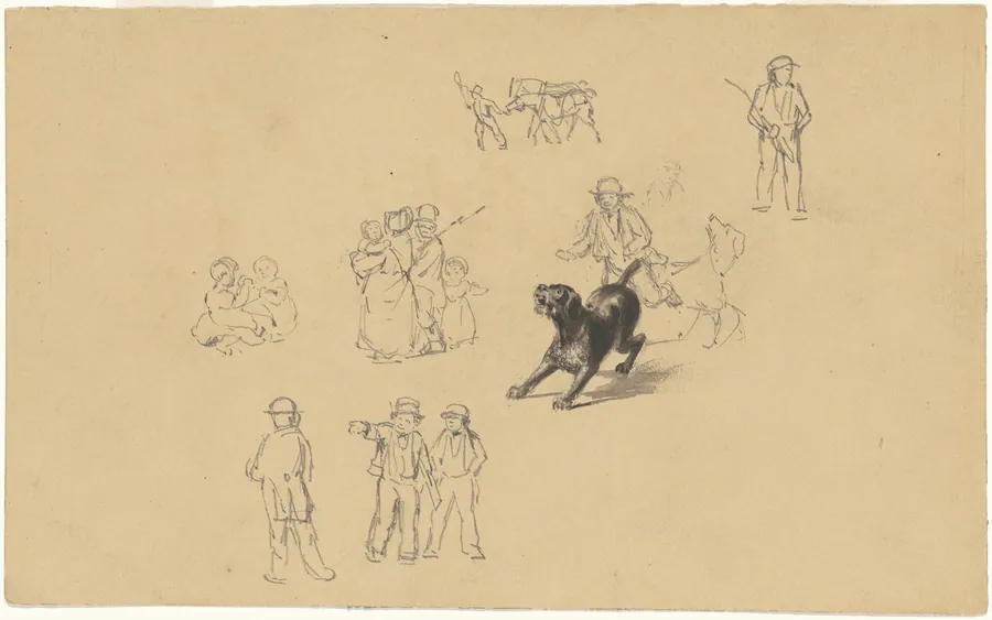 Barking Dog and Studies for "Militia Training" by James Goodwyn Clonney