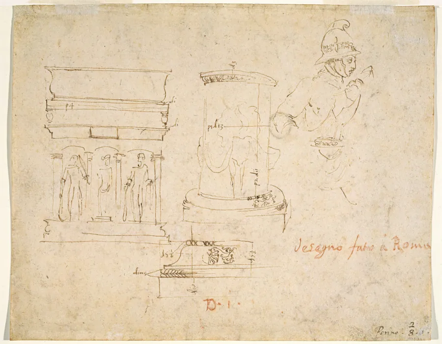 Architectural Details and a Soldier [verso] by Raphael