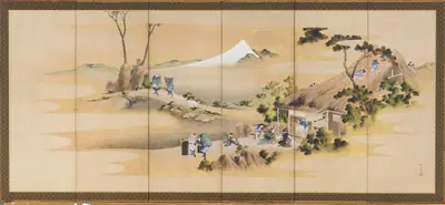 Country Scenes and Mount Fuji; one of a pair with F1902.49
