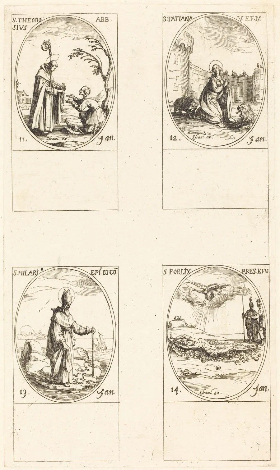 St. Theodosius; St. Tatiana; St. Hilary; St. Felix by Jacques Callot
