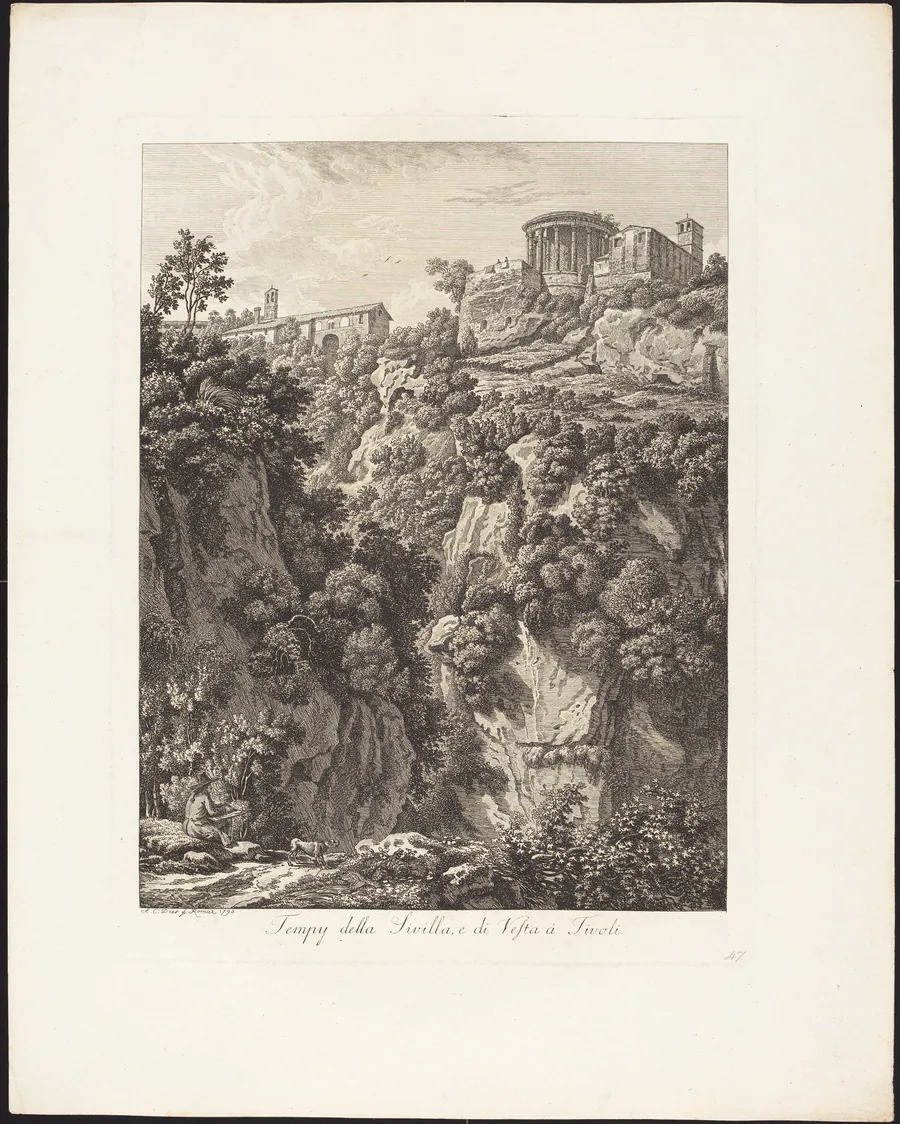 Tempj della Sibilla e Vesta a Tivoli by Albert Christoph Dies