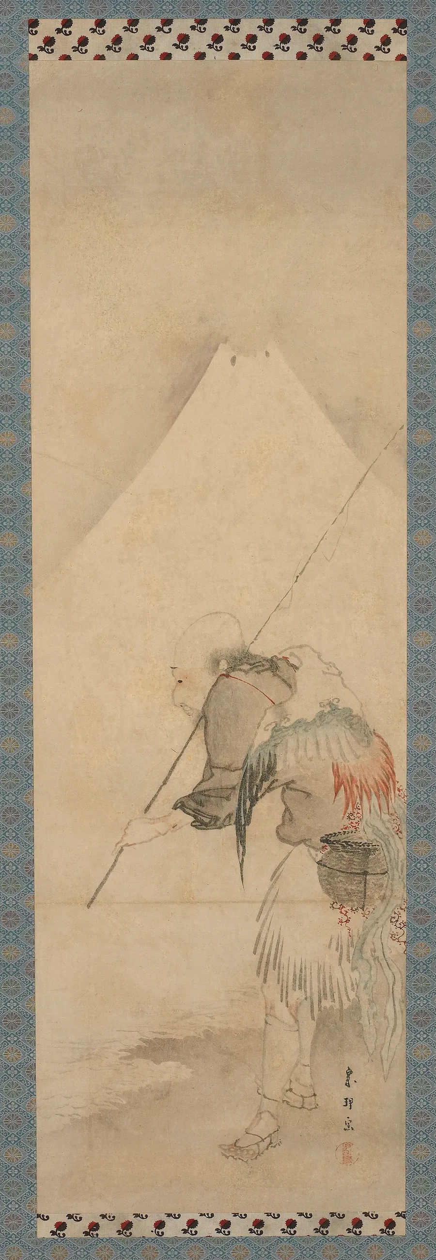 The fisherman Hakuryo and Mount Fuji by Hishikawa Sori 菱川宗理 (active 1789-1818)