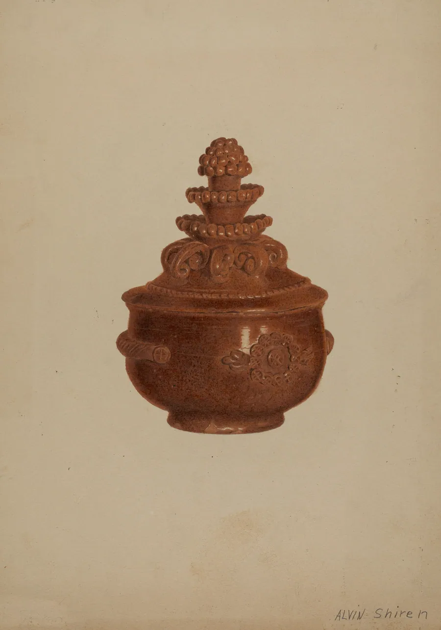 Pa. German Covered Bowl by Alvin Shiren