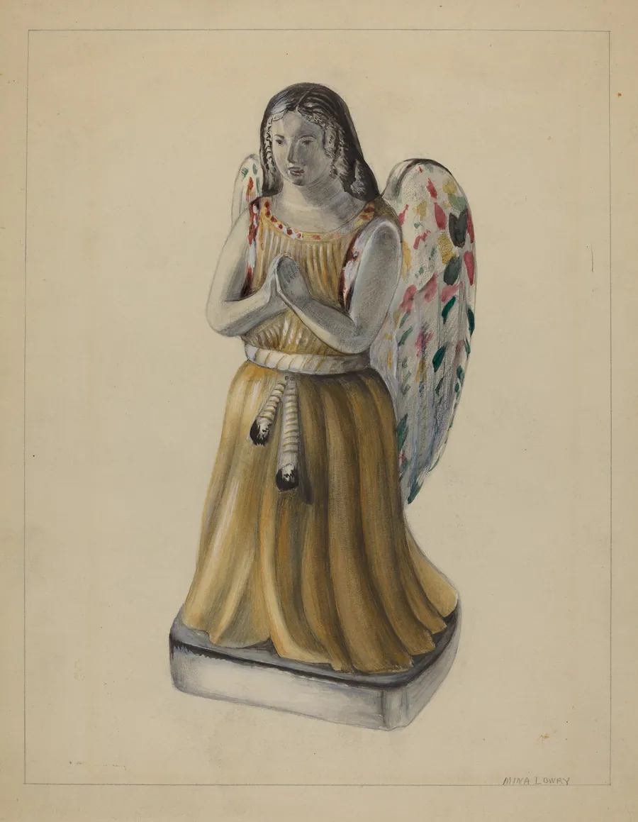 Pa. German Chalkware Angel Figure by Mina Lowry