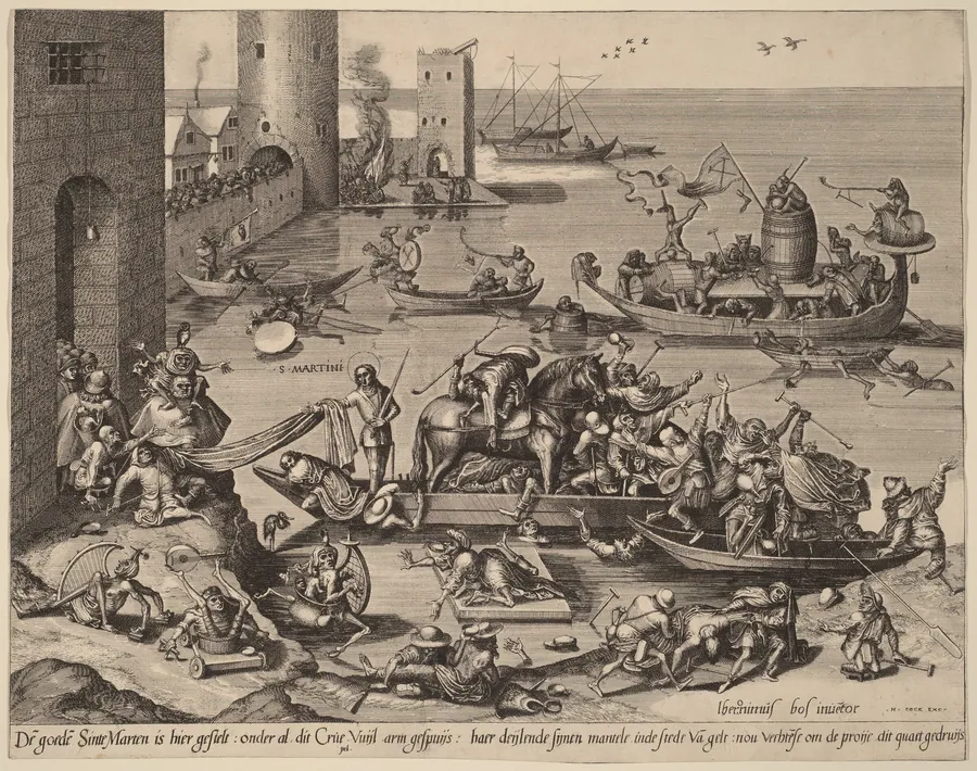 Saint Martin with His Horse in a Ship by Lucas van Doetechum