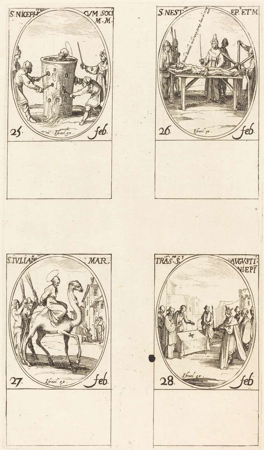St. Nicephorus; St. Nestor; St. Julian; Translation of St. Augustin by Jacques Callot