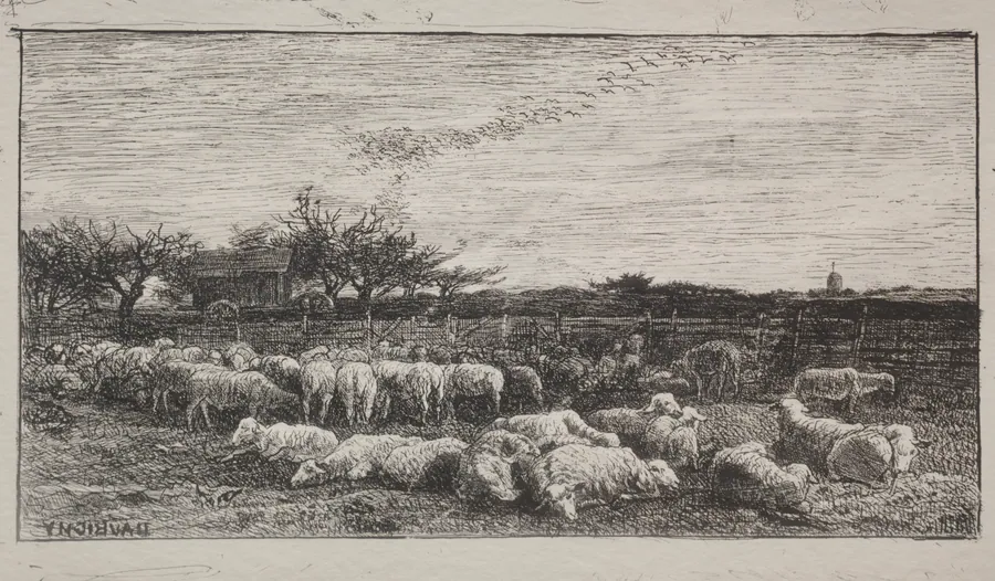 The Large Sheepfold by Charles François Daubigny
