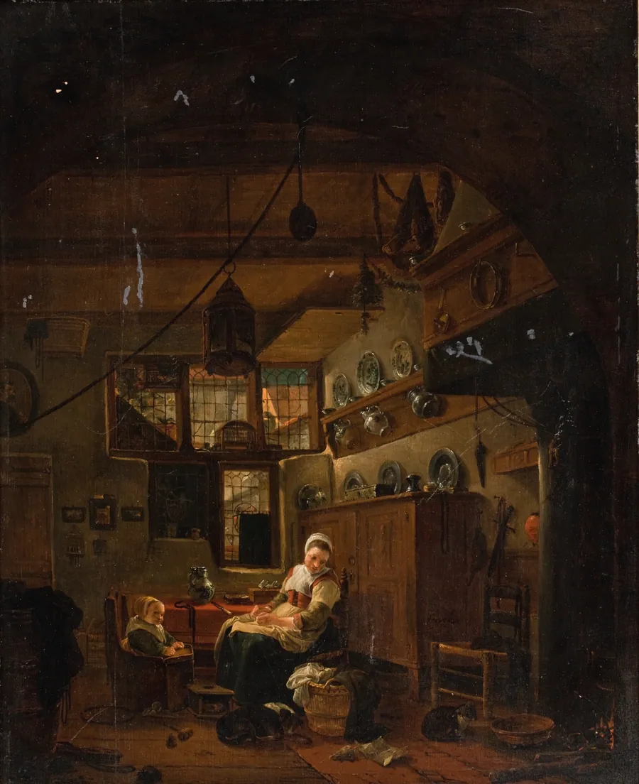 En hollandsk bondestue by Thomas Wijck