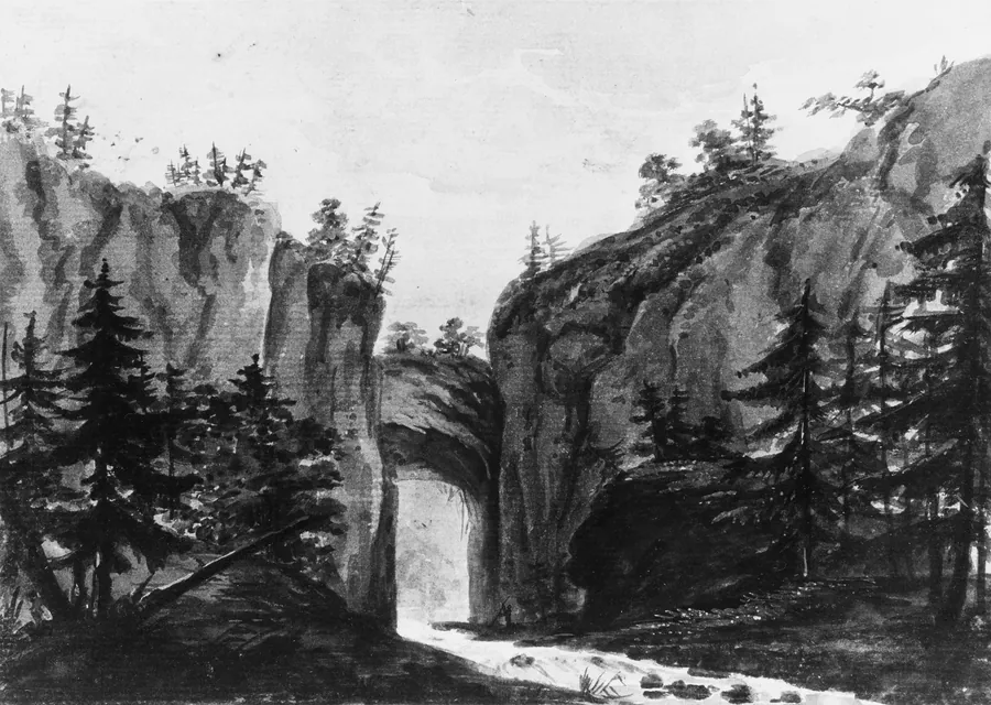 Natural Bridge, Virginia (Copy after an Engraving in François Jean, Marquis de Chastellux, Travels in North America, 1787) by Pavel Petrovich Svinin