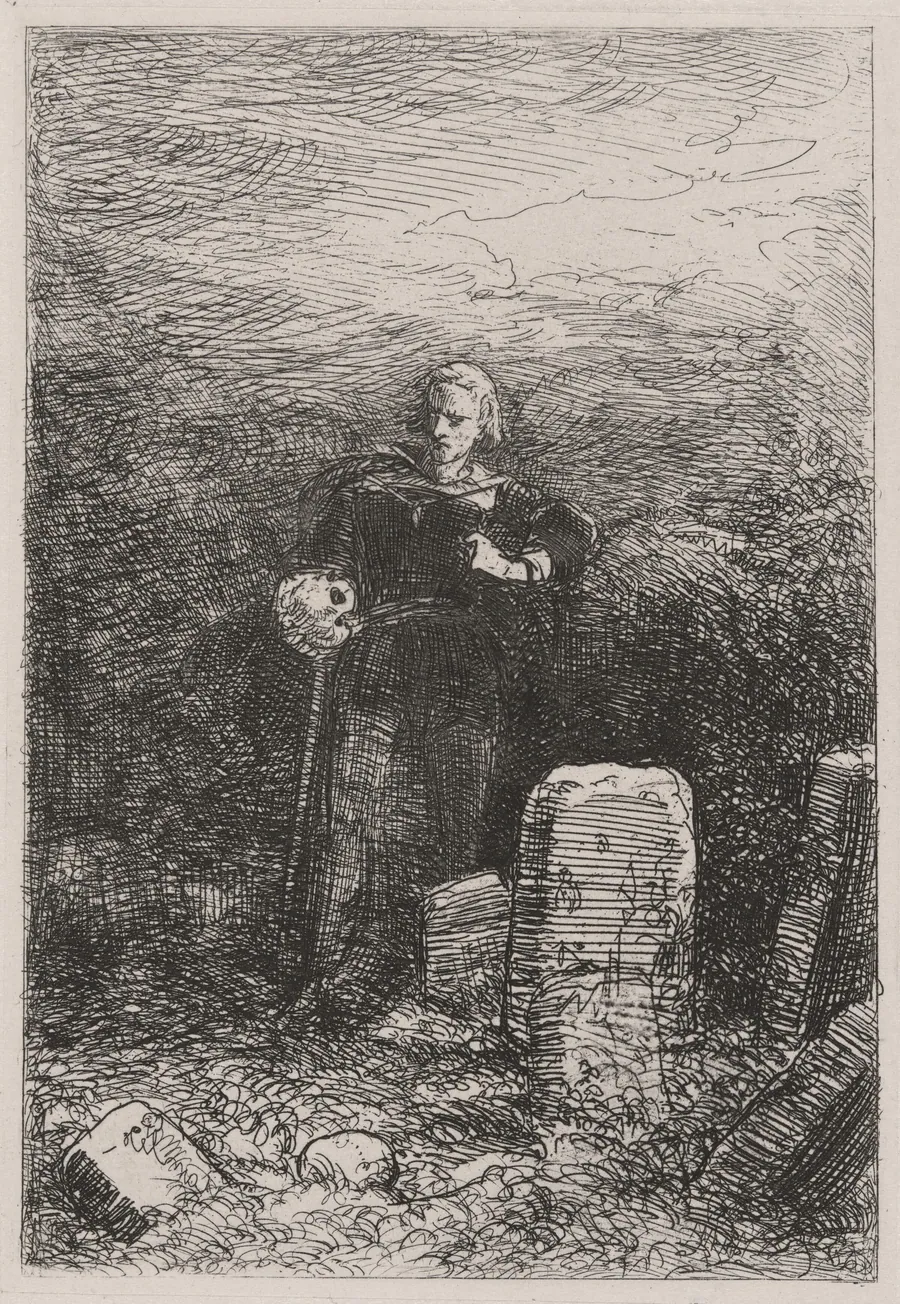 Hamlet with Yorick's Skull by Caspar Johann Nepomuk Scheuren