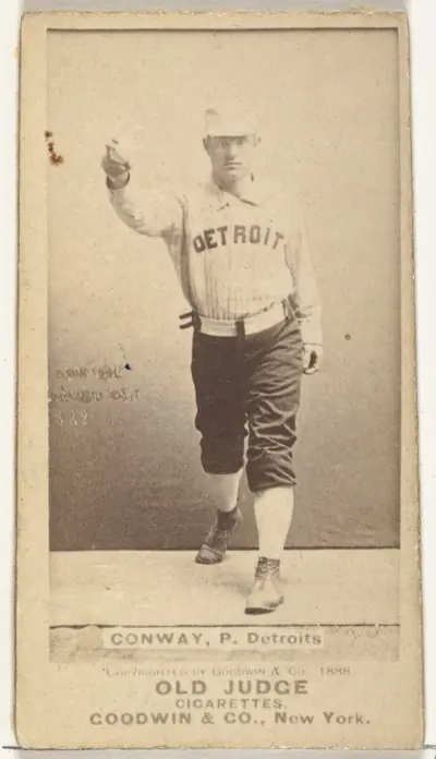 Peter J. "Pete" Conway, Pitcher, Detroit Wolverines, from the Old Judge series (N172) for Old Judge Cigarettes
