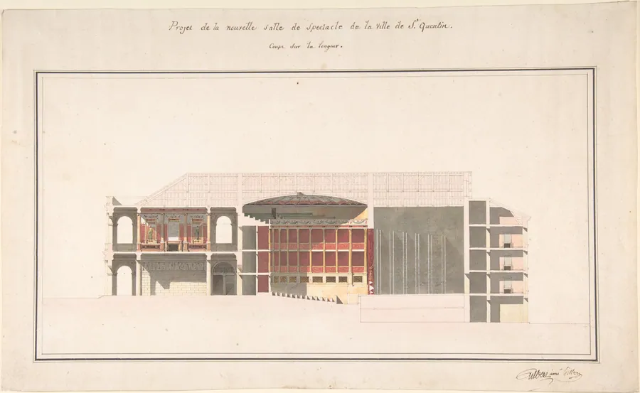 Project for the New Theater at St. Quentin (Aisne) - Section by Emile-Jacques Gilbert