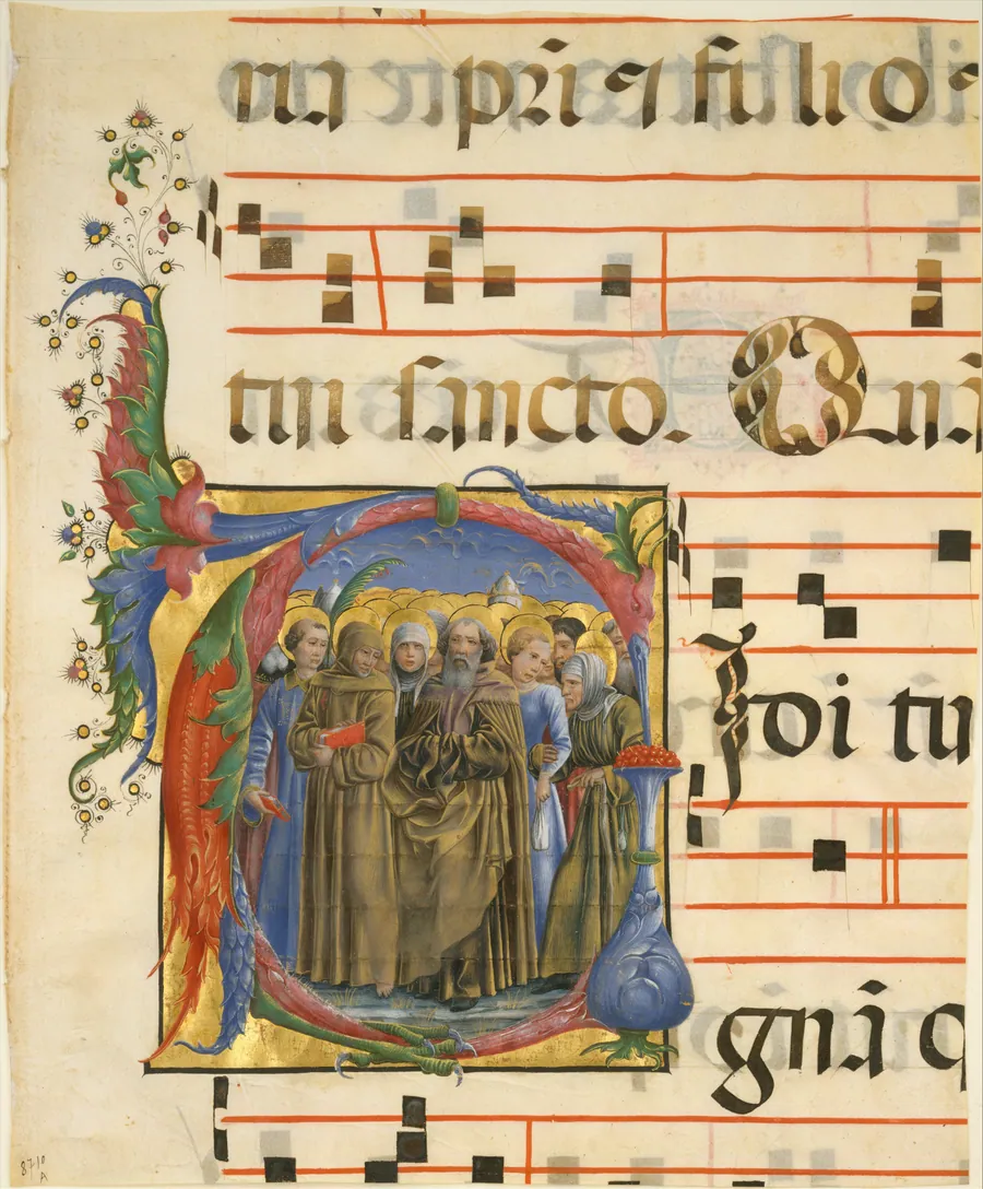 Manuscript Illumination with All Saints in an Initial V, from an Antiphonary by Cosmè Tura (Cosimo di Domenico di Bonaventura)