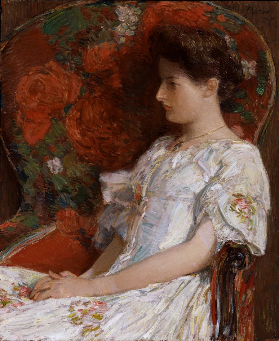 The Victorian Chair by Childe Hassam, born Dorchester, MA 1859-died East Hampton, NY 1935