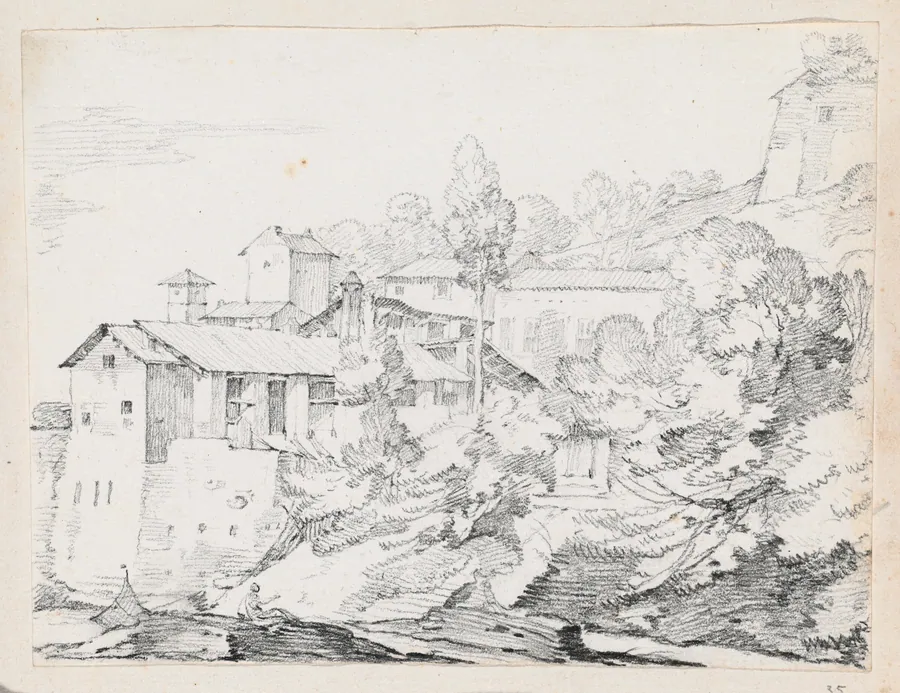 Italian Buildings on a Hillside by Joseph-Marie Vien