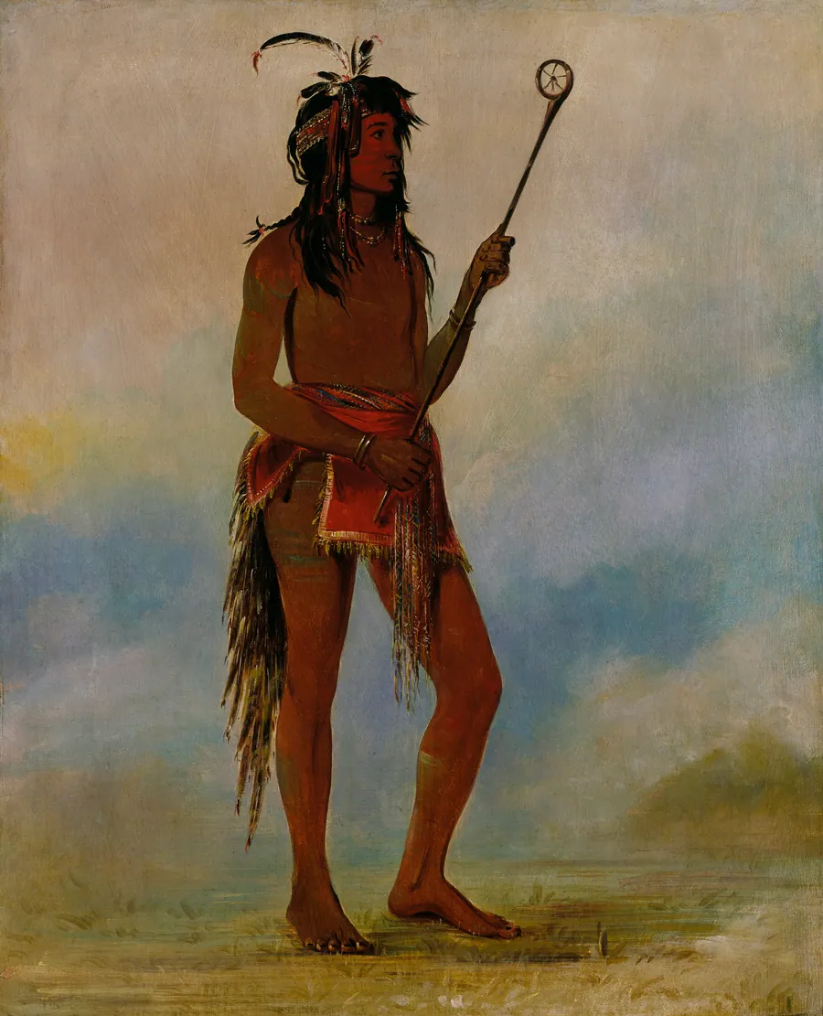 Ah-nó-je-nahge, He Who Stands on Both Sides, a Distinguished Ball Player by George Catlin, born Wilkes-Barre, PA 1796-died Jersey City, NJ 1872