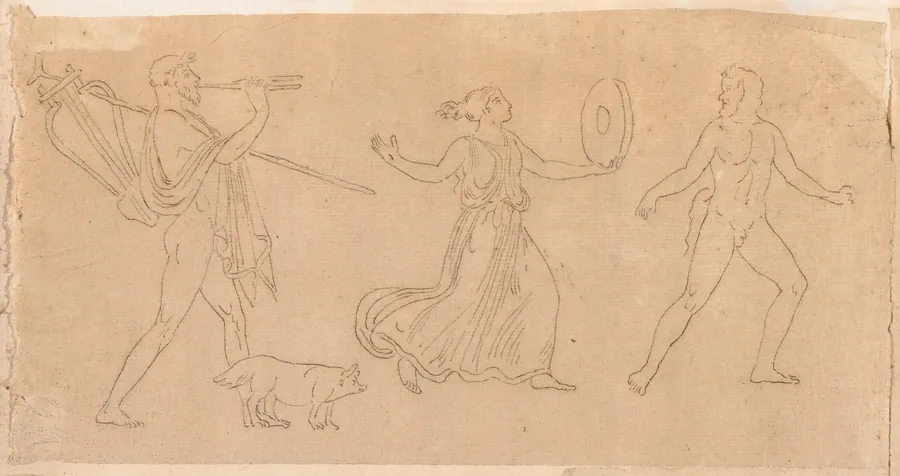 Dancing and Piping Figures by Jacques-Louis David