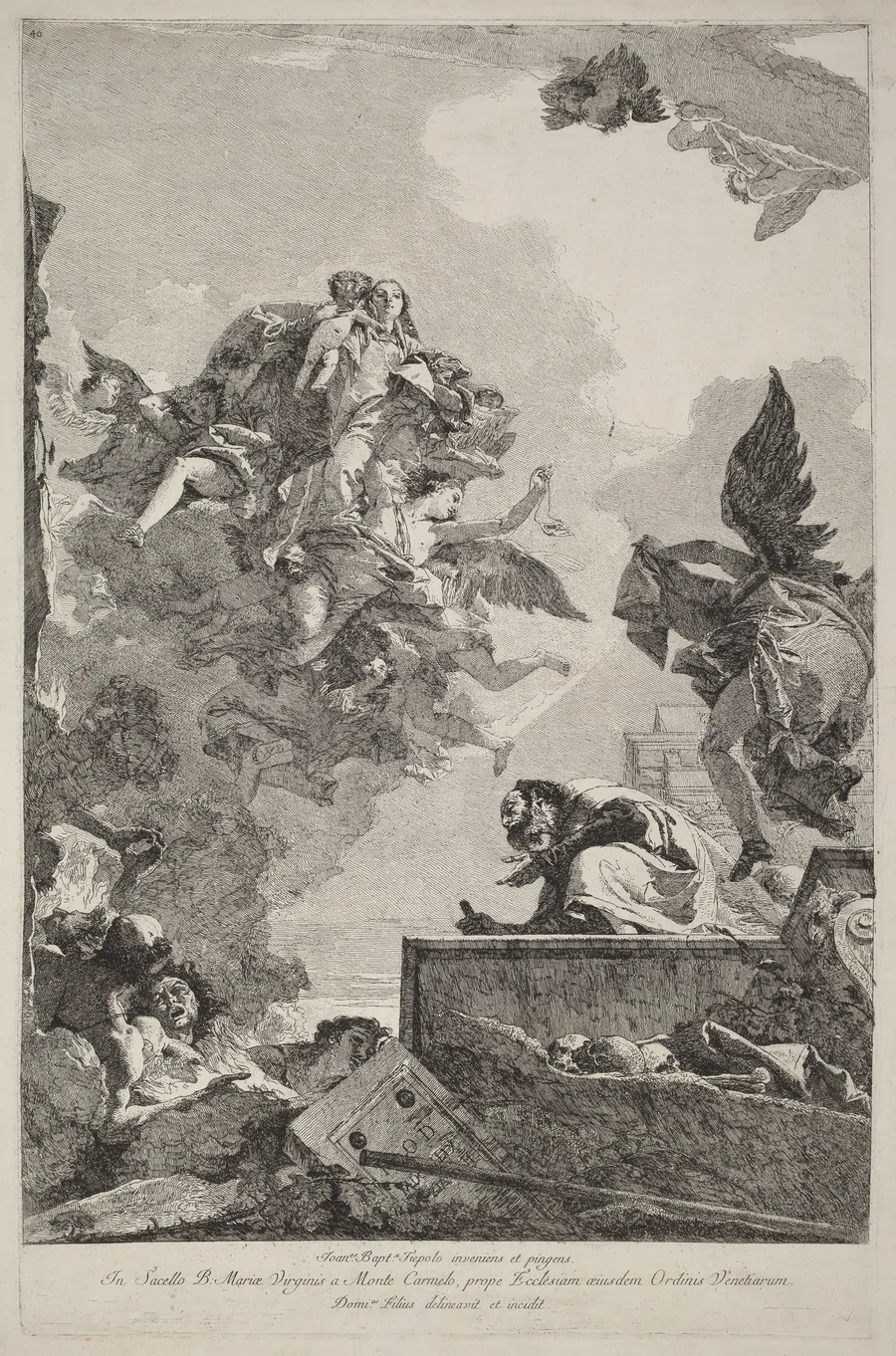 The Madonna del Carmelo Appearing to Saint Simon Stock by Giovanni Domenico Tiepolo