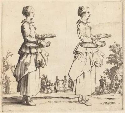 Peasant Woman with Basket, in Profile, Facing Right