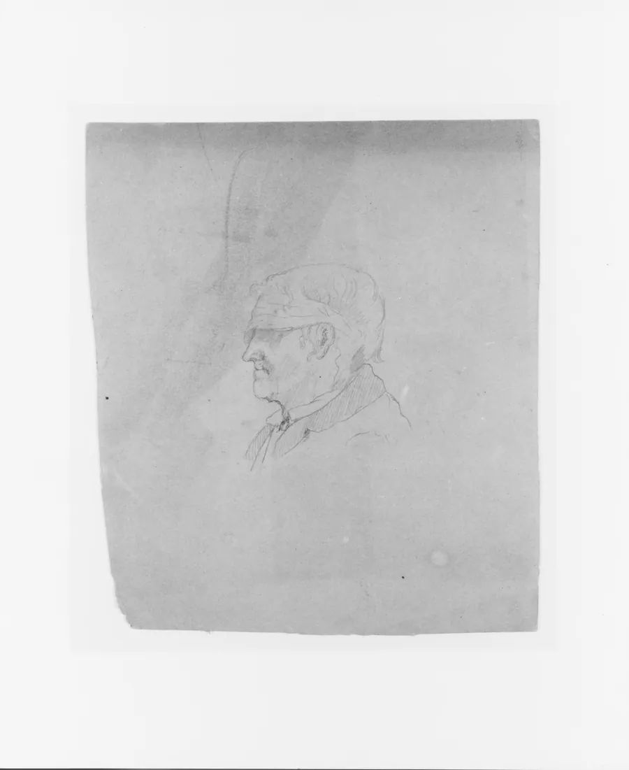 Profile Sketch of a Blindfolded Man (from Sketchbook) by John Quincy Adams Ward