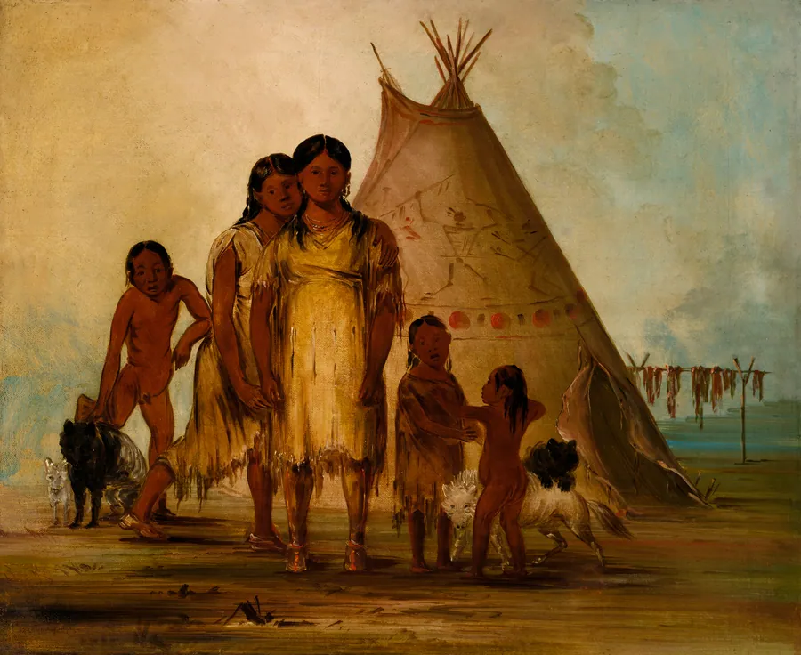 Two Comanche Girls by George Catlin, born Wilkes-Barre, PA 1796-died Jersey City, NJ 1872