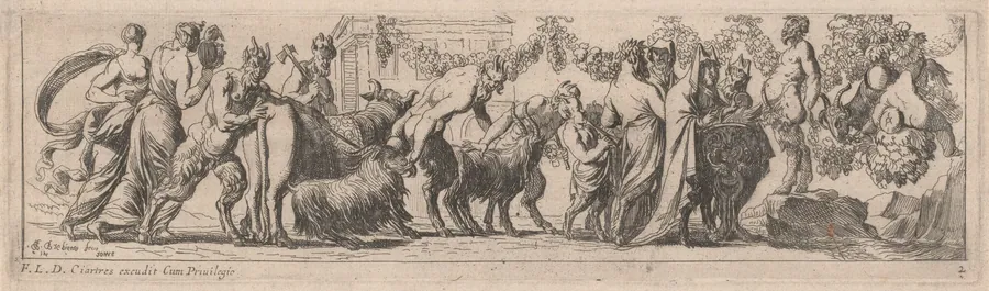 Satyrs Bringing Animals to an Altar by Pierre Brebiette