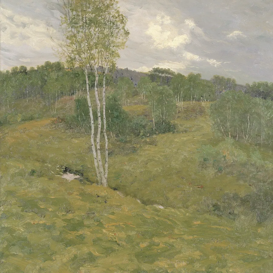 Birch-Clad Hills by Ben Foster, born North Anson, ME 1852-died New York City 1926