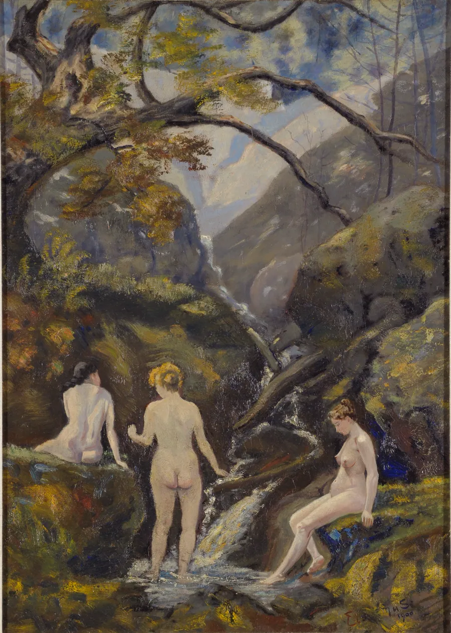 Mountain Stream (Three Nudes At A Mountain Creek) by Louis Eilshemius, American, b. Arlington, New Jersey, 1864–1941