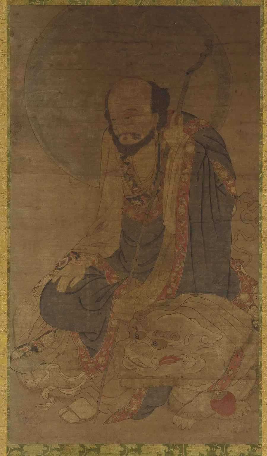 Manjusri and his lion by Formerly attributed to Yang Ting (8th century)