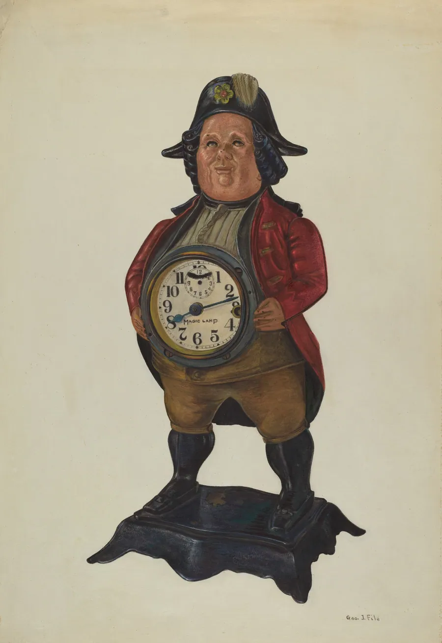 Magic Lamp Clock in 18th Century Figure by George File