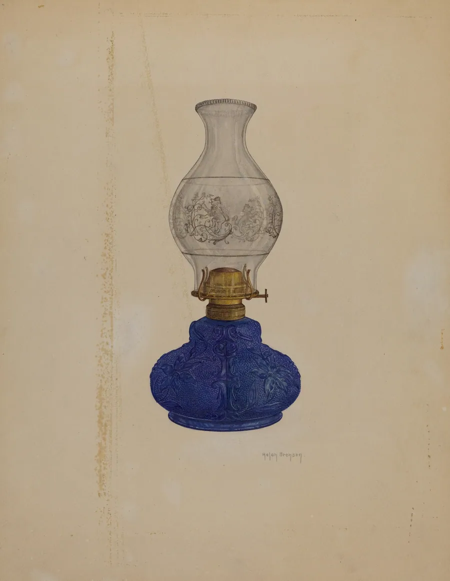 Blue Glass Lamp by Helen Bronson