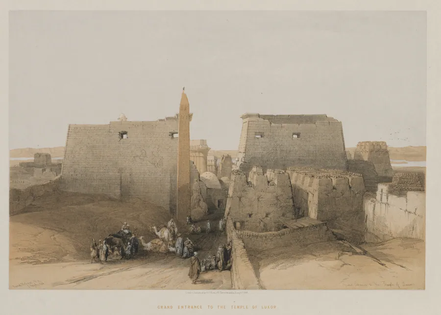 Egypt and Nubia, Volume II: Grand Entrance to the Temple of Luxor by Louis Haghe