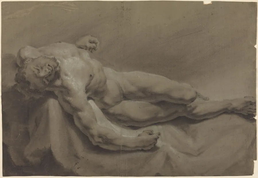 A Reclining Male Nude by Georg Raphael Donner