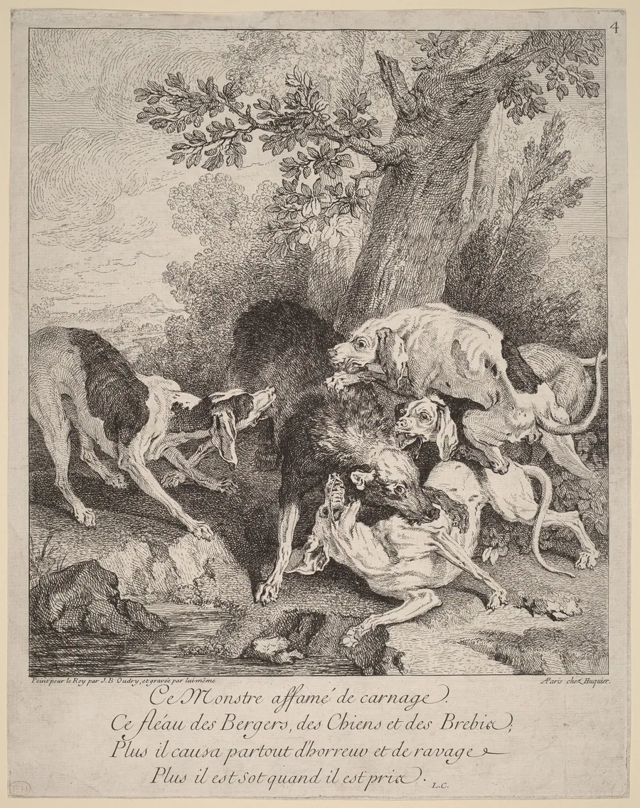 A Wolf Attacked by Dogs by Jean-Baptiste Oudry