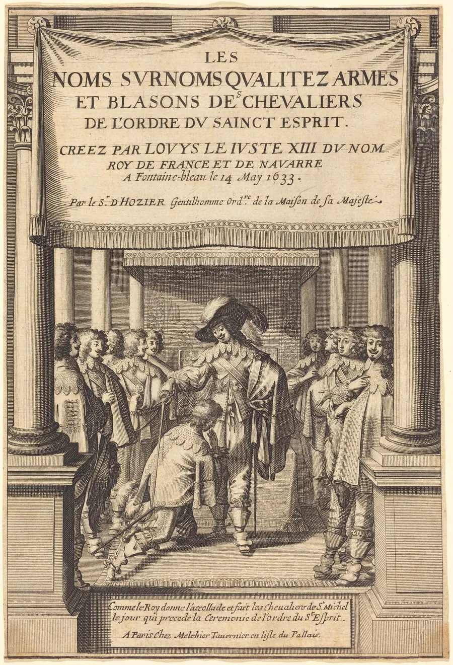 The King Giving the Accolade and Creating Knights of S. Michel Who Receive the Order of the Holy Spirit by Abraham Bosse