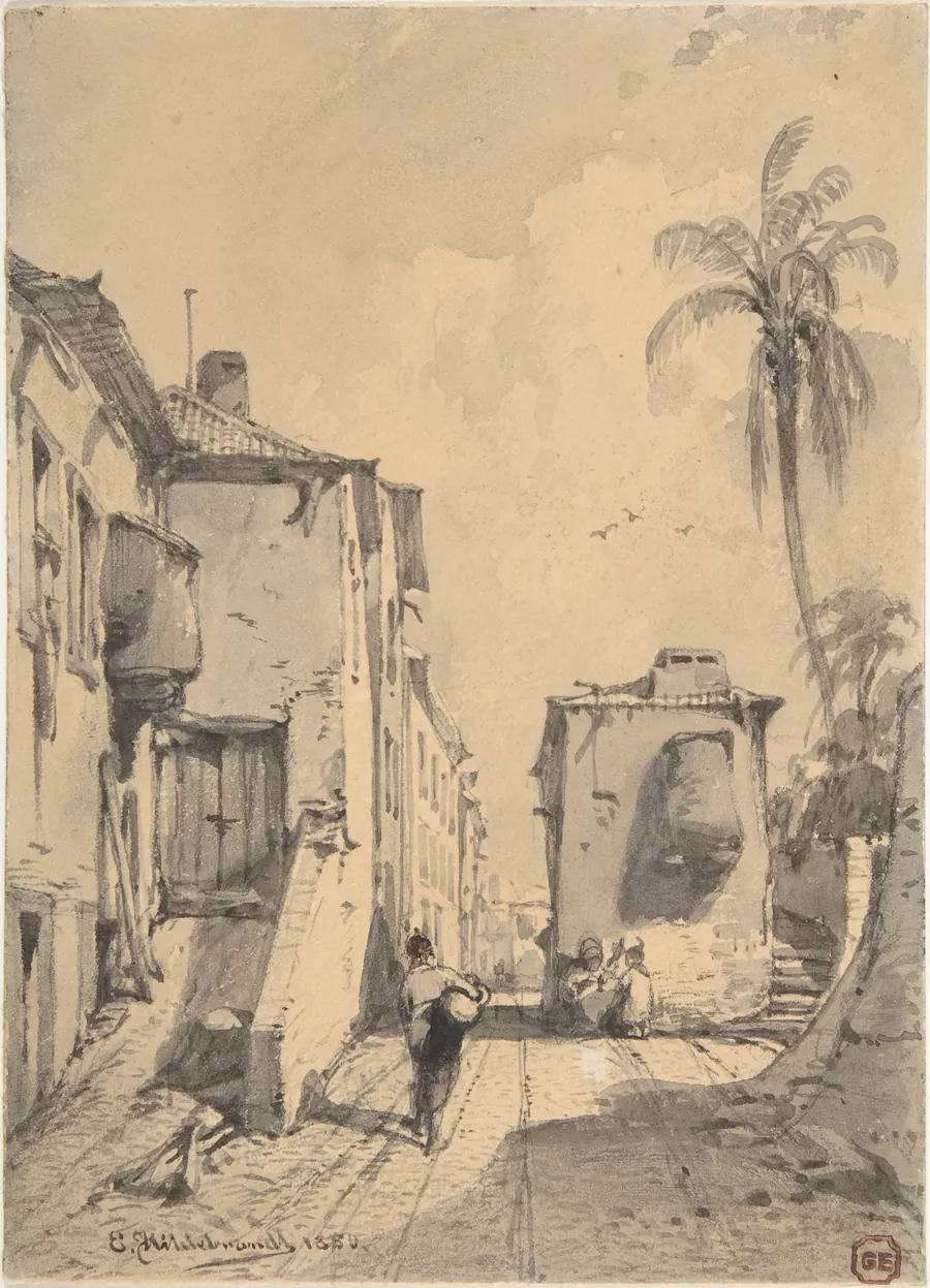 Oriental Street Scene by Eduard Hildebrandt