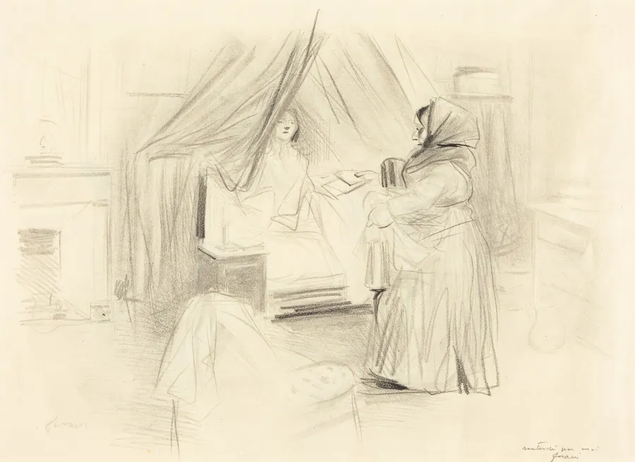 Le petit déjeuner (planche en largeur) (Breakfast) (horizontal plate) by Jean-Louis Forain