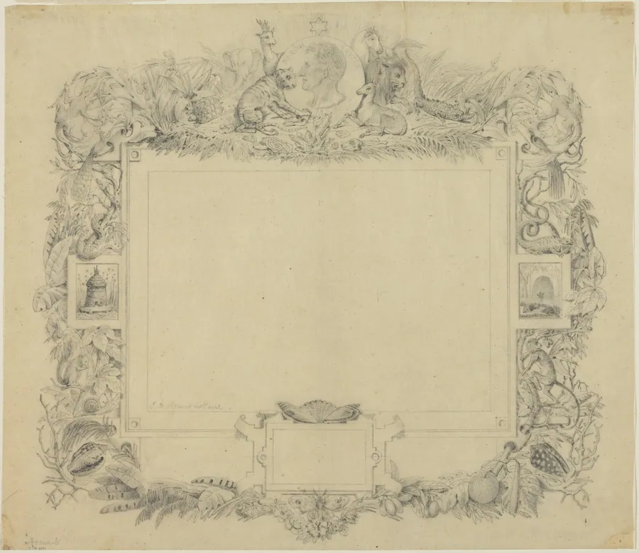 Design for a Border with a Portrait of Baron Cuvier by Jean-Baptiste Arnout