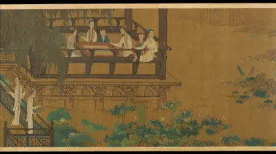Palace ladies by a lotus pond