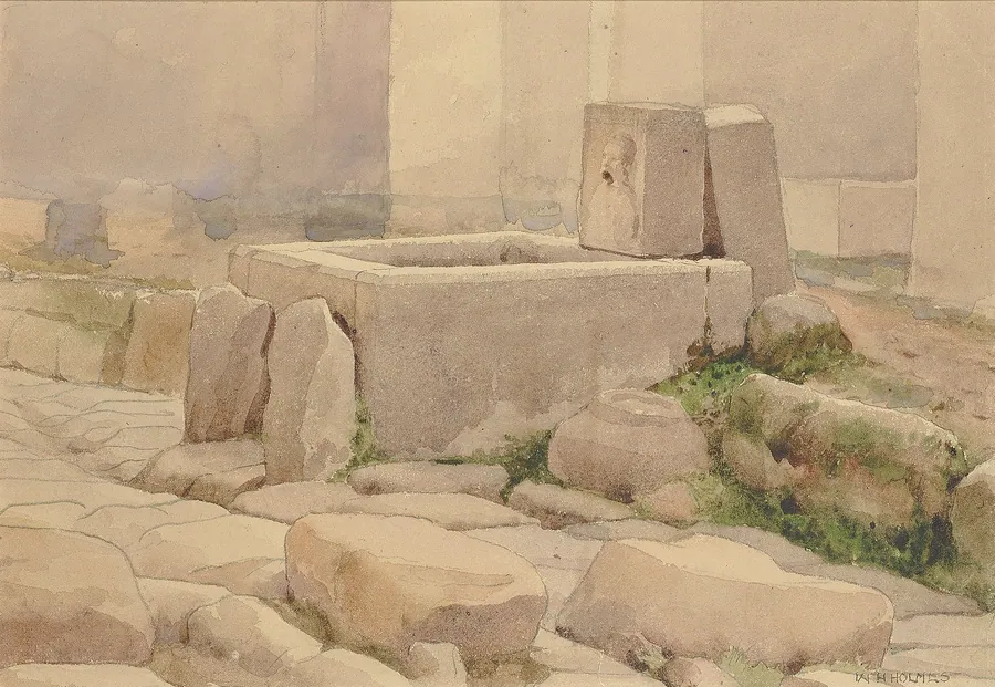 Pompeian Fountain and Horse Trough, 1880 by William Henry Holmes, born Cadiz, OH 1846-died Royal Oak, MI 1933