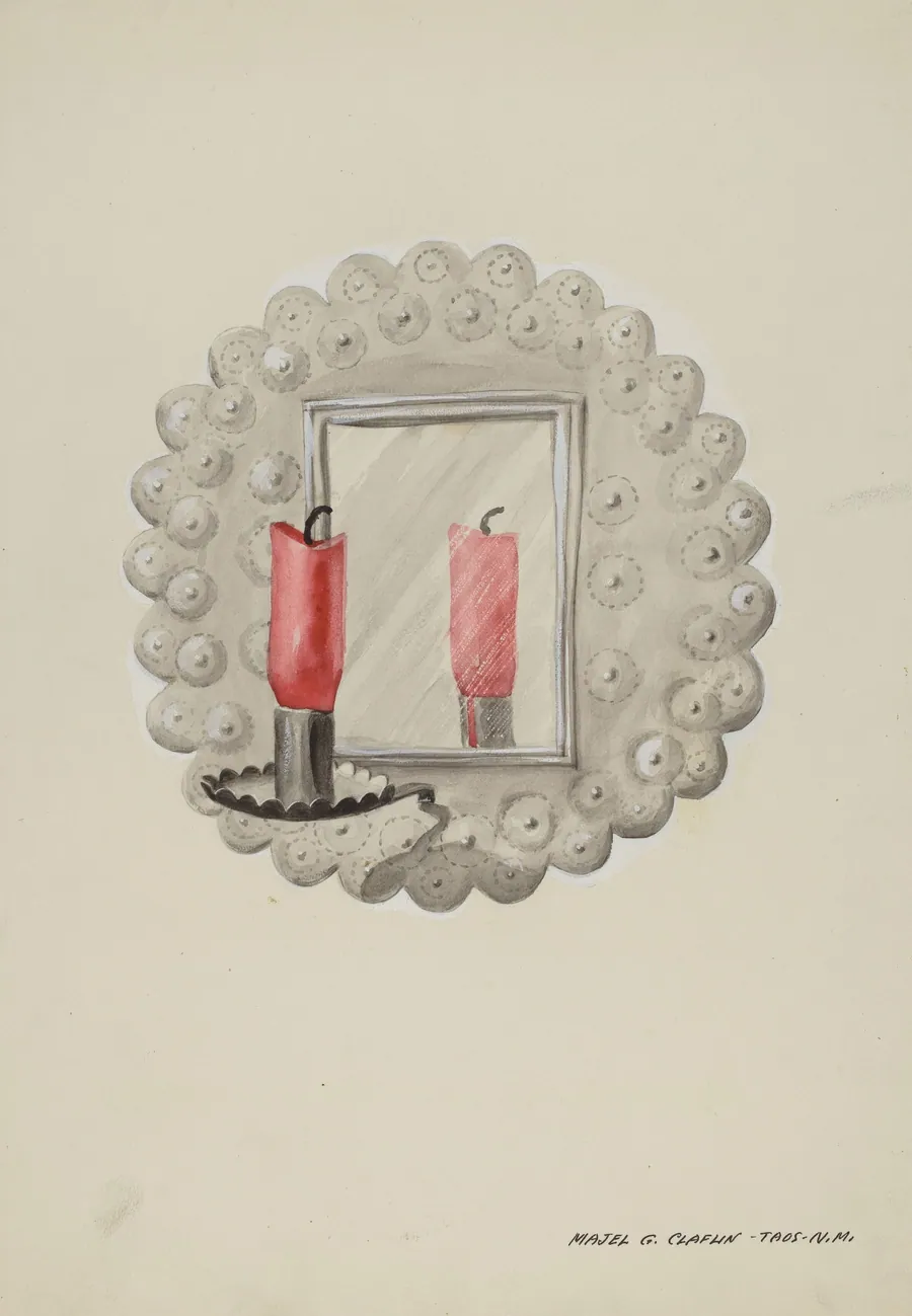 Tin-Mirror Candle Sconce by Majel G. Claflin