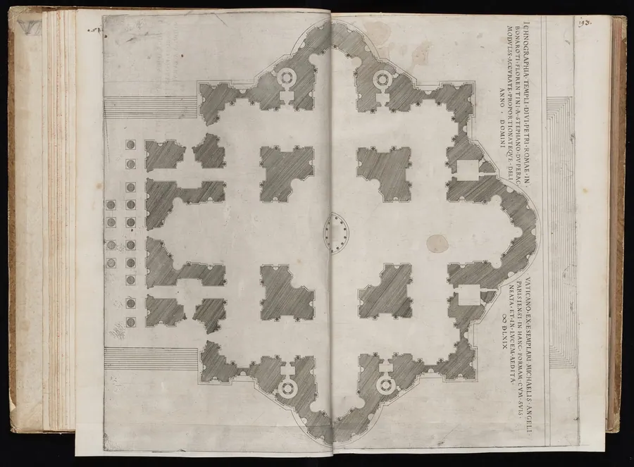 Ichnographia Templi Divi Petri [Plan of Saint Peter's Basilica in Rome] by Étienne Dupérac