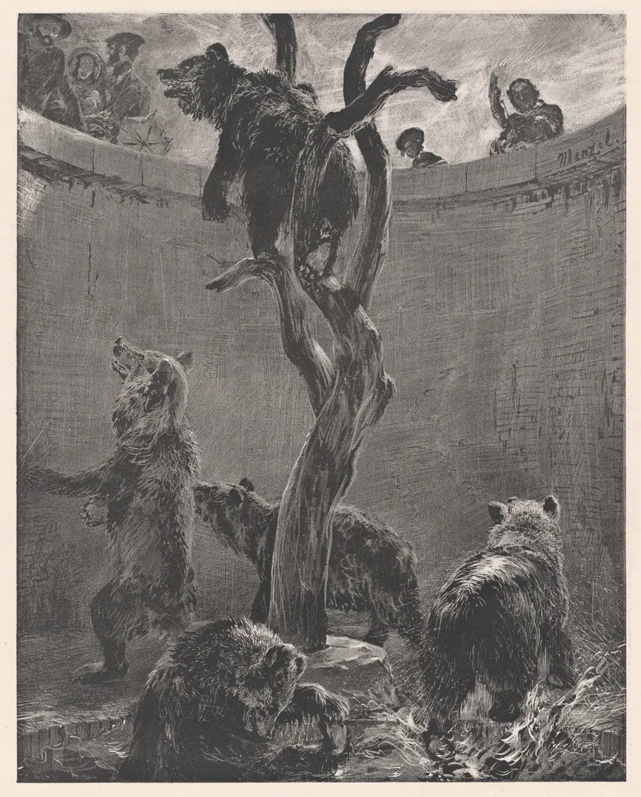 Der Bärenzwinger im zoologischen Garten (The Bear Pit in the Zoological Gardens) by Adolph Menzel