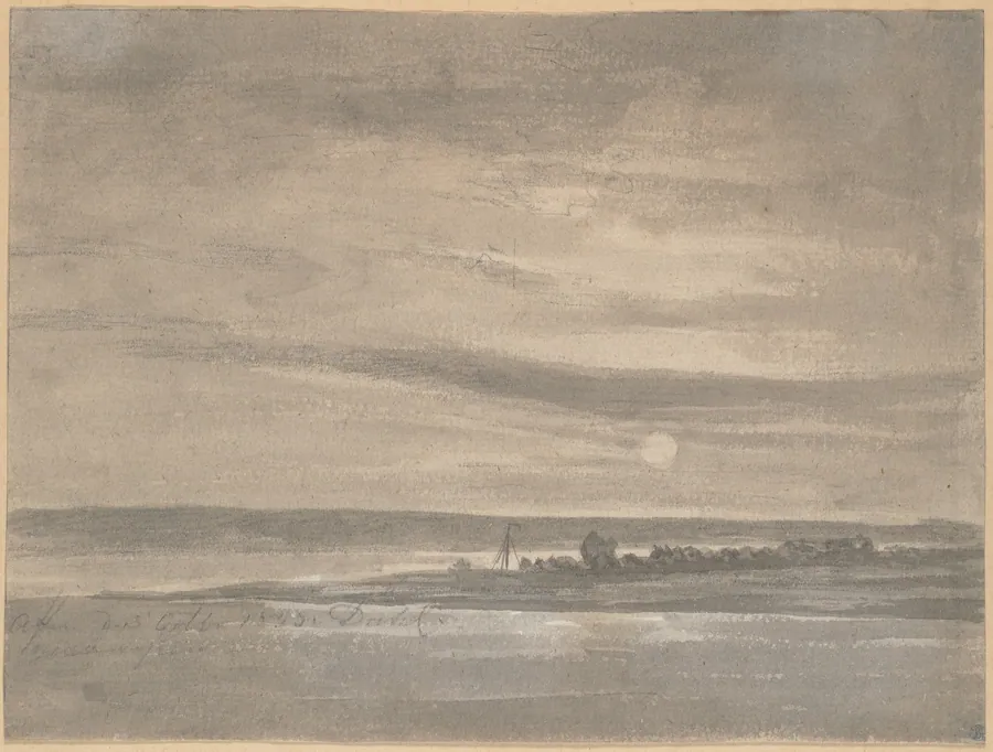 The River Elbe in Moonlight by Johan Christian Dahl