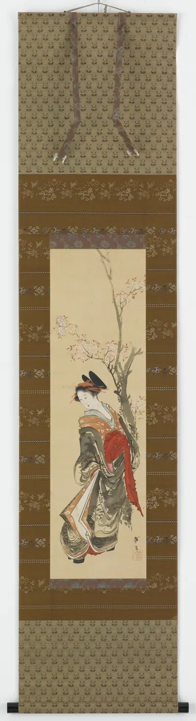 A courtesan under a cherry tree