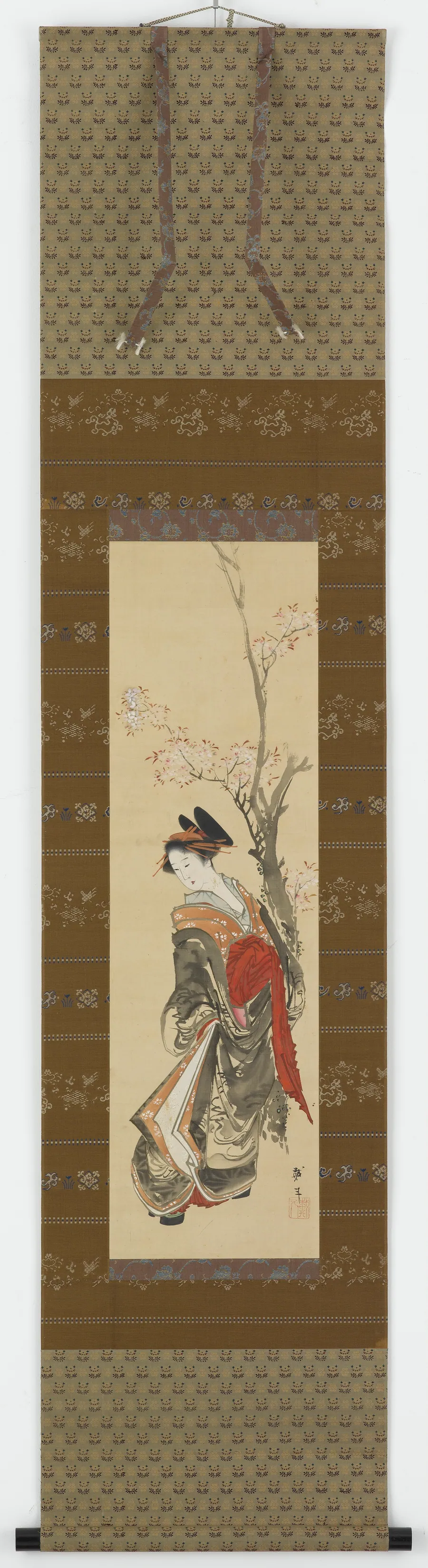 A courtesan under a cherry tree by Katsushika Hokusai 葛飾北斎 (1760-1849)