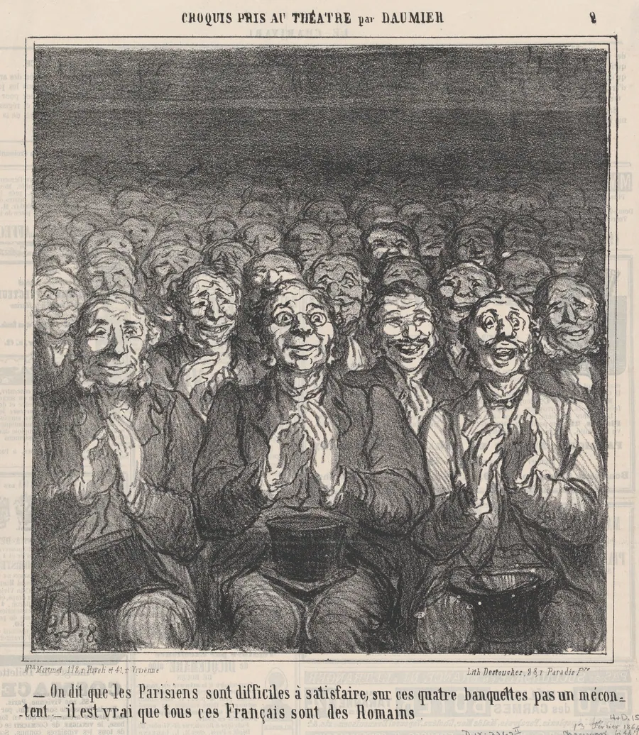 Who says, Parisians are never satisfied!, from 'Theater sketches,' published in Le Charivari, February 13, 1864 by Aaron Martinet