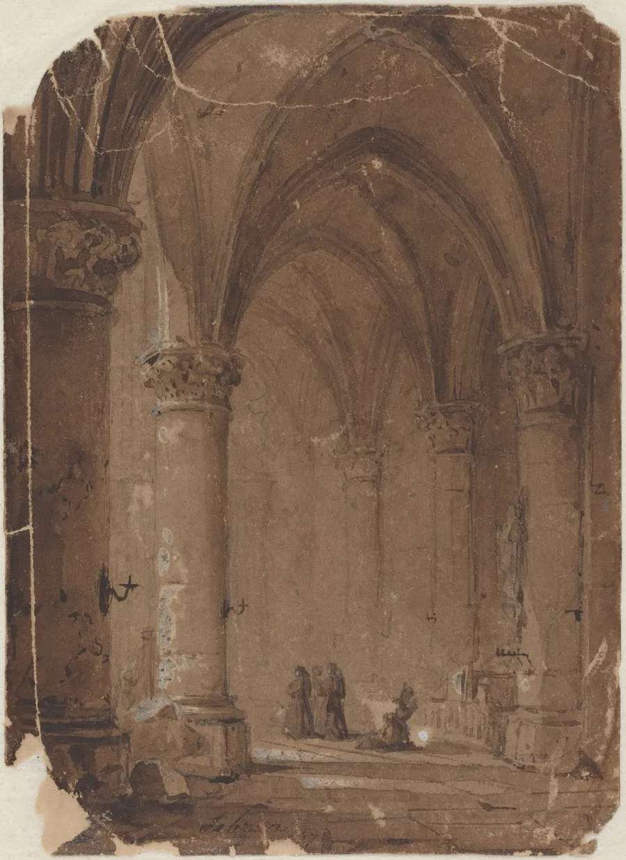 Monks in a Cathedral by Jean-Baptiste-Pierre Le Brun