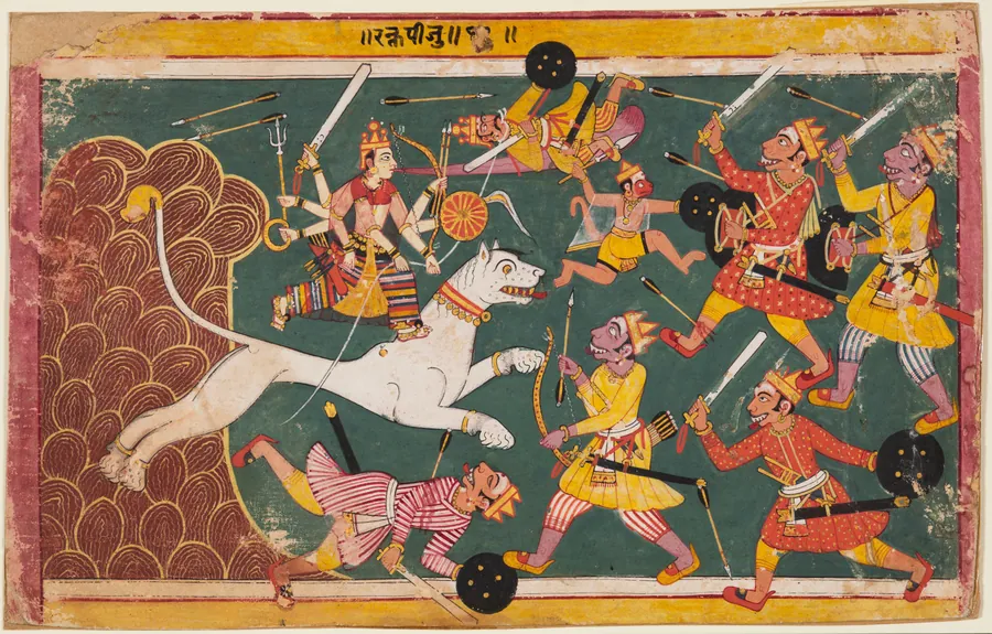 The Goddess Annihilates the Demon Raktabija, from a Devi-Mahatmya